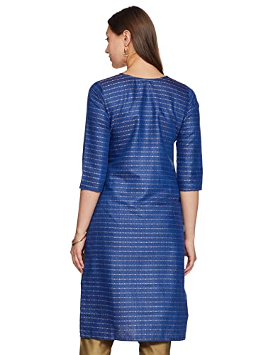Image of Shiv Textiles Women's Cotton Regular Fit Fashion Kurti (Nikall Blue XL)