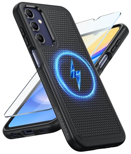 Image of FNTCASE for Galaxy A15-5G Phone Case - Samsung A15 5G Magnetic Cover [Fit for Magsafe] with Screen Protector, Anti-Slip Textured, TPU+PC Dual Layer Shockproof, Military Grade Drop Protection (Black)