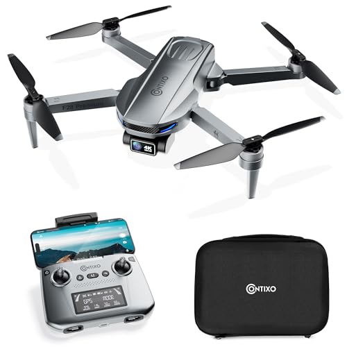 Contixo F28 Premium Two-Axis Gimbal Drone for Adults, 4K Zoom Camera, Brushless Motor, 23 Min Flight, Accurate GPS, Auto Return, Follow Me, 110° Wide-Angle FPV, Portable Foldable Drone for Beginners