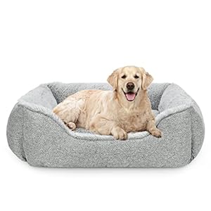 JOEJOY Dog Beds Medium Washable – Cosy Puppy Bed Soft Fleece Plush Calming Dog Bed – Rectangle Breathable Cat Sofa Dog Bed Small | Medium | Large Mattress Mat For Pet, Light Grey