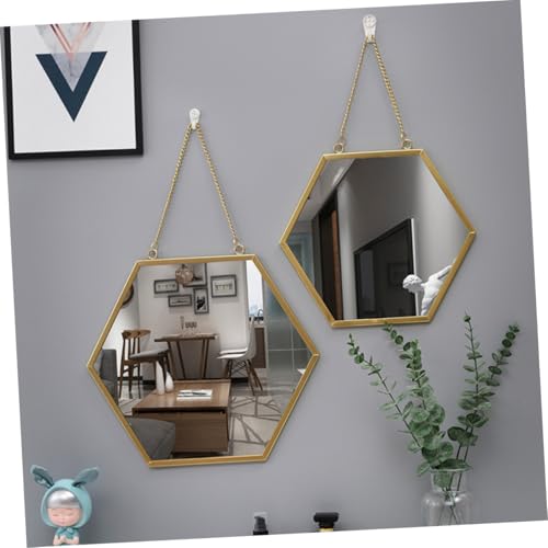 Miroir mural hexagonal suspendu grand format en verre Gatuida - 6