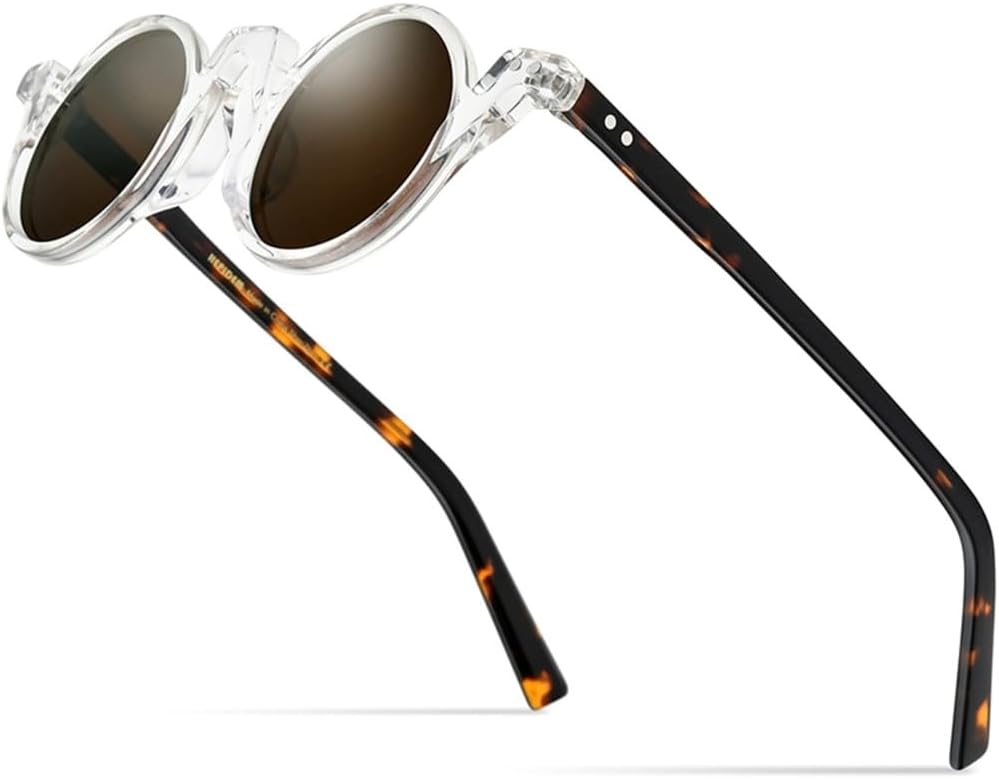 MUTYNE Acetate Polarized Sunglasses Men Retro Vintage Round Sun Glasses for Women Shades