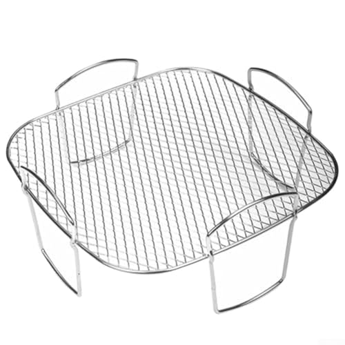 Yuanpgky Grille de friteuse à air en acier inoxydable avec 4 pieds pour un chauffage uniforme, accessoire multifonction compatible avec friteuse à air, four à rôtir et micro-ondes pour griller,