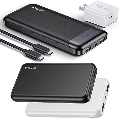 Enegon 3-Pack Usb-C Portable Charger 10000Mah, 2-Pack Power Bank And 20W Pd Fast Charging Power Bank With 20W Type-C Wall Charger For Iphone, Ipad, Galaxy S9, Tablets And More #TOP20