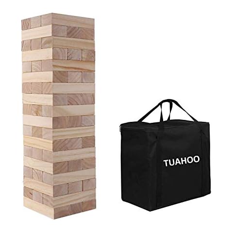 TUAHOO Outdoor Games Giant Tumbling Timbers Tumble Tower Blocks Games Wooden Stacking Game for Adult Kids Family Fun ( 2 FT to 4 FT ) Cover