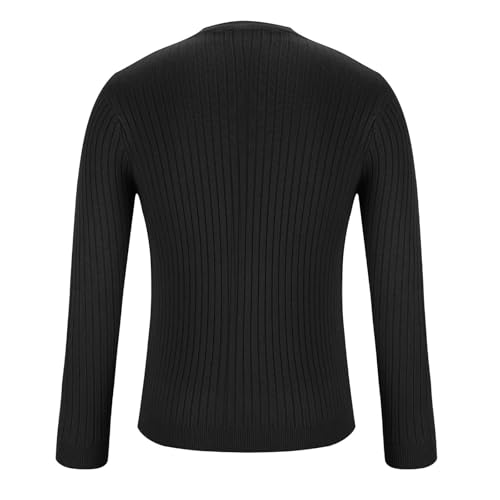 Mens Round Neck Sweater Pullover Casual Textured Knitted Solid Sweaters 2024 Winter Fashion Long Sleeve Jumper Tops4