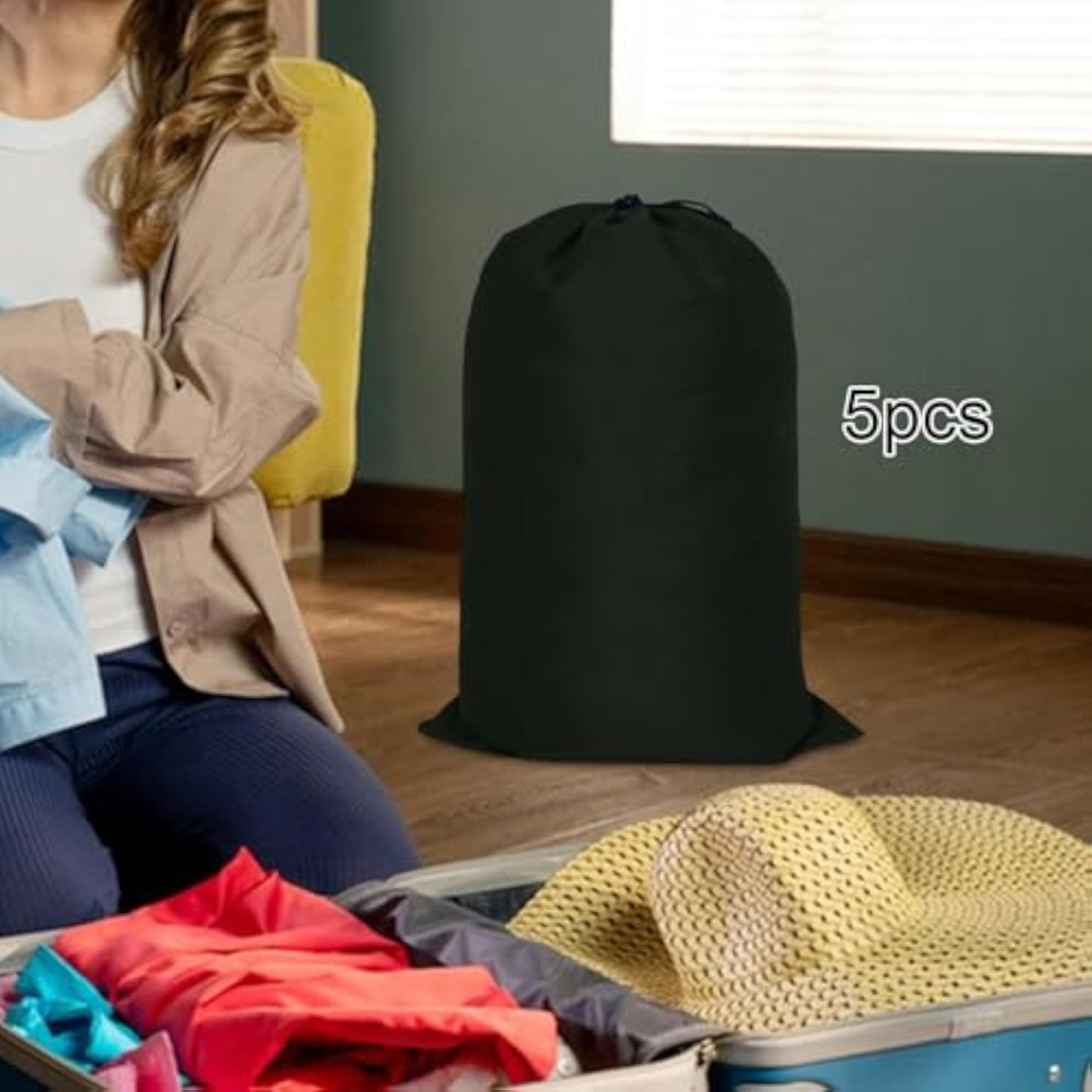 5 Pieces Drawstring Bag Storage Bag for Gym & Home