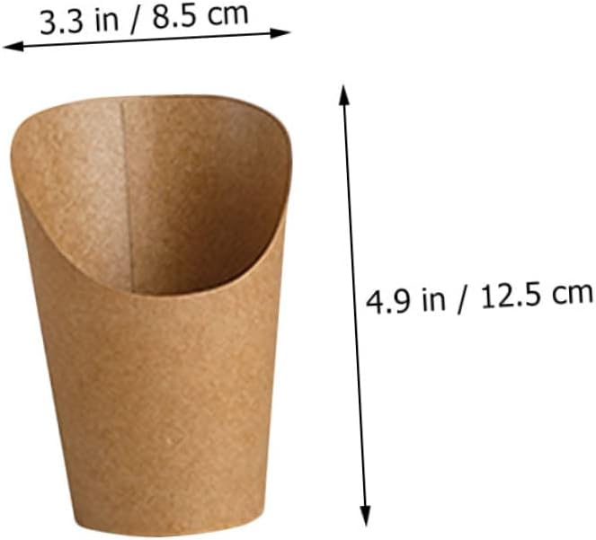 OUNONA 50Pcs Kraft French Fries Cups Snack Containers for Parties Celebrations for Holding Fries Candy Snacks Durable Design for Holiday