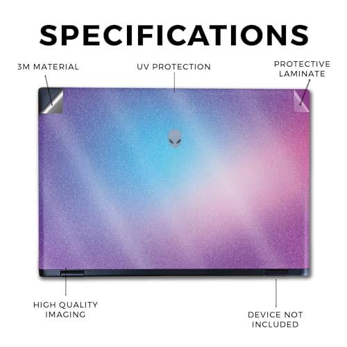 Image of Glossy Glitter Laptop Skin Compatible with Alienware M16 R2 (2024) - Royal Haze - Premium 3M Vinyl Protective Wrap Decal Cover - Easy to Apply | Crafted in The USA by MightySkins