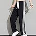 Fashion Sweatpants for Men Drawstring Athletic Pants Side Stripe Jogging Trousers Baggy Wide Leg Lounge Long Pants Black