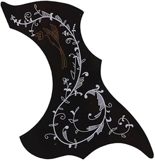 Black Self Adhesive Acoustic Guitar Pickguard Pick Guards Scratch Plate,Hummingbird and Water Shaped Self Adhesive, Cool Guitar Accessories Gifts Acoustic and Classical Parts Pick Guards