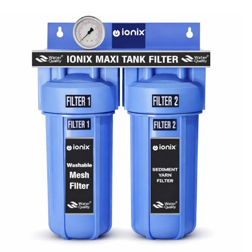 Image of IONIX Maxi Tank filteration system for Whole house water filteration, Dual Filter setup with Sediment with dual seiment water treatment, comes with Lifetime washable Stainless steel mesh