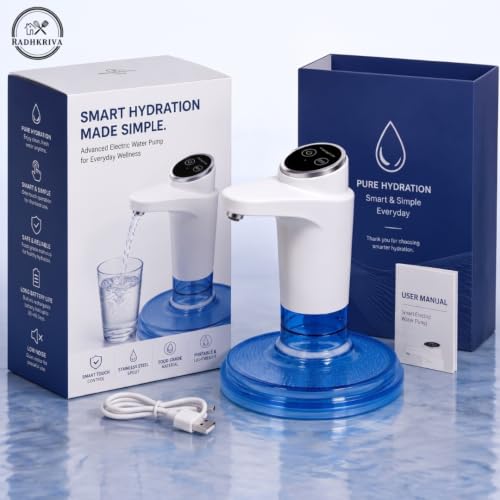 Image of Automatic Water Dispenser Pump with 600ml Quantitative Control | Rechargeable Battery, Wireless Smart Touch Water Bottle Pump for 20 Litre Can, Home, Office, Kitchen (White) - 600 ML