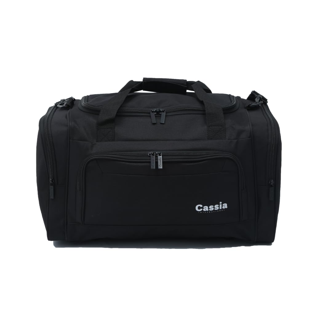 Cassia Travel Duffle Bag – 600D Polyester PVC Weekender with Large Main Compartment, Front & Side Zip Pockets, Adjustable Shoulder Strap – Durable Travel Bag for Men & Women