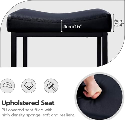 Image of Bar Stools, 25 inch Bar Chair, PU Leather Upholstered Breakfast Stools, Easy, Suitable for Kitchen, Bar, Dining Room, Black (1-Stool)