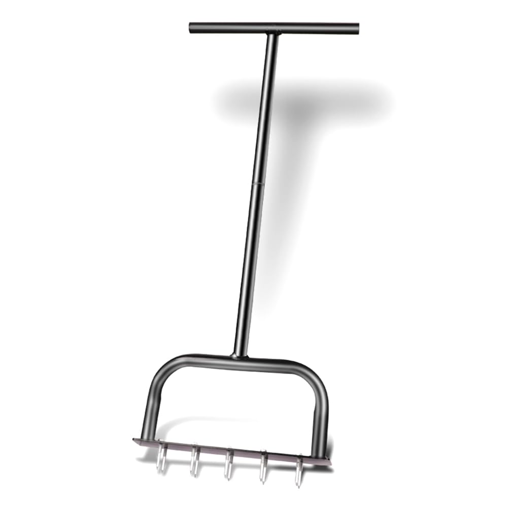 Littimoon Manual Lawn Aerators Spike Metal Manual Dethatching Soil Aerating Lawn Tool for Yard, Lawn Aeration, Garden Tool Easy Install Easy to Use Black