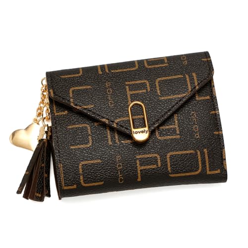 Women's Wallet - Women's Credit Card Holder Trifold Women's Small Wallet Compact and Lightweight (Dark Brown)