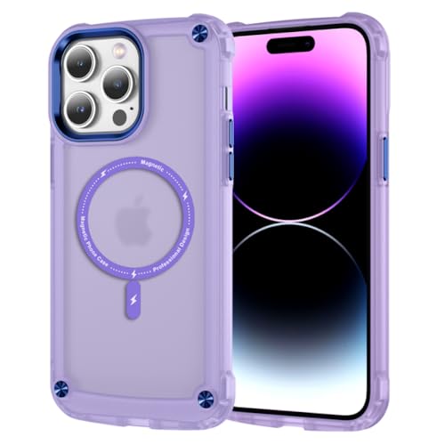 Étui de charge sans fil magnétique iPhone 14 Plus protection violette