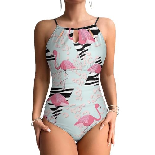 Maillot de bain une pièce camouflant les rondeurs avec son motif flamant