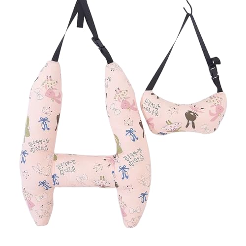 Car Pillow for Kids, H-Shape Car Seat Pillow for Kids, Portable Travel Pillow, Adjustable Neck Pillows for Long Trips (Crown)