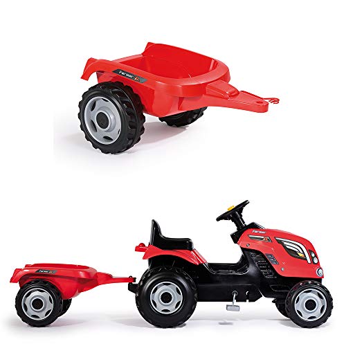 41UNJQYwCLL Smoby - Tracteur Farmer XL + Remorque - Capot ouvrable