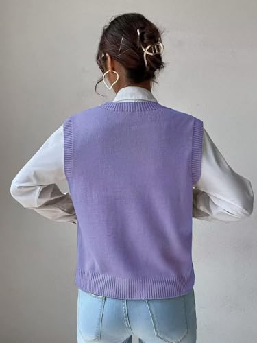 Image of Womens Sweater Vest Sleeveless Cotton Casual V Neck Pullover