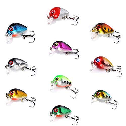 Persei Fishing Lures Large Hard Bait Minnow VIB Lure with Treble Hook Fishing Bait 3D Fishing Eyes Popper Crankbait jerkbait Vibe Sinking Lure for Bass Trout Walleye Redfish (Type 1-10PCS with Box)