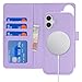 SunYoo for iPhone 16 Plus Wallet Case with Card Holder for Women Men,Compatible with Magsafe,[2 in 1] Leather Magnetic Detachable Kickstand Flip Cover-Purple