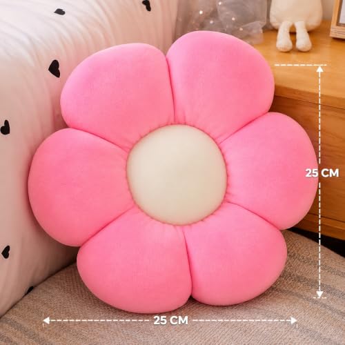 Image of AVS Sunflower Shaped 6 Kali Throw Pillow Cute Preppy Home Decorative Floor Cushion with Fibre Filling Aesthetic for Sofa Bedroom, Living Room, Car, Office (Pink, 25CM)