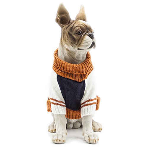 Bobibi Dog Sweater Of The Diamond Plaid Pet Cat Winter Knitwear Warm Clothes,Orange,Small #TOP2