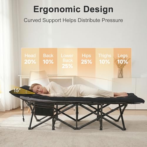 Image of ABORON 2PK XXL Camping Cot for Adults 900LBS - 78 inchx32 inch Oversized Folding Bed with Mattress Pad, Heavy Duty 1200D Oxford Outdoor Cot with Carry Bag