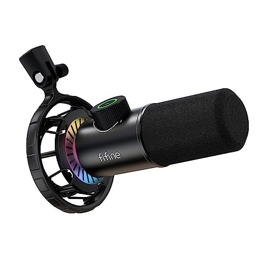 FIFINE Mikrofon PC USB C,Gaming Mikrofon PS4 PS5 MAC, Dynamische Microphone mit RGB, 16BIT/48KHZ & 3,5mm Kopfhöreranschluss, Plug-and-Play Nierencharakteristik Microfon, Shock Mount