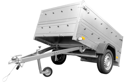 UNITRAILER Remorque de Voiture Garden Trailer 201 Kipp 500 kg 200 x 125 cm avec rehausses de ridelles et Roue de Support
