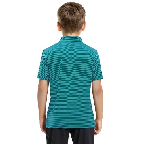 Image of Boys Polo Shirts Short Sleeve Striped Performance Moisture Wicking Dry Fit Golf Shirts for Boys Youth Kids