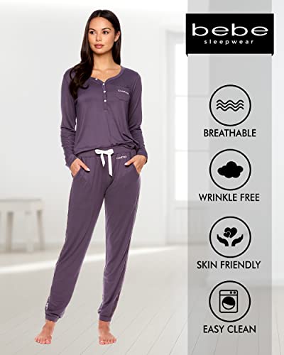 bebe Womens Pajama Set with Pockets - Long Sleeve Shirt and Pajama Pants Pj Set4