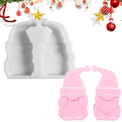 Molde de yeso de silicona, moldes de gnomos de silicona | Moldes de yeso para gnomos navideños de silicona,Moldes de procesamiento de resina, moldes de fondant navideño, moldes de silicona para dulces