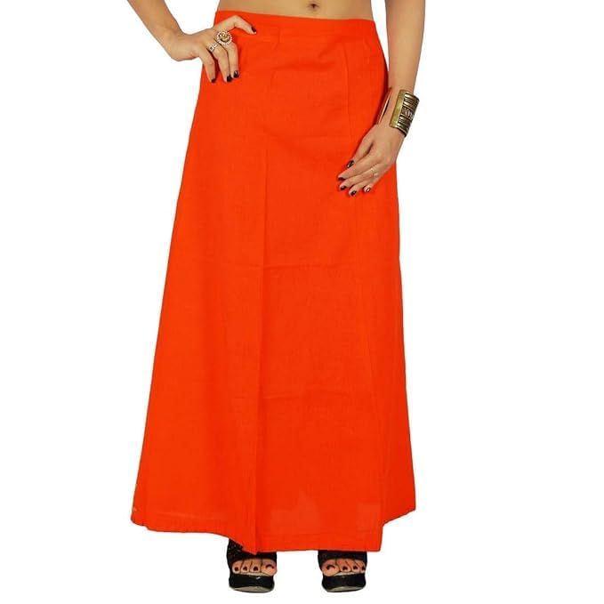 Girl Women's Royal Cotton Readymade Petticoat for Saree (Size-XLarge) Color-Dark Orange-image-49