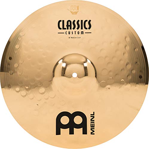 Meinl Cymbals Classics Custom Brilliant Plato Crash Medium de 16 pulgadas (40,64cm) Platillos de Batería - Pareja - Bronce B12, Acabado Brillante (CC16MC-B)