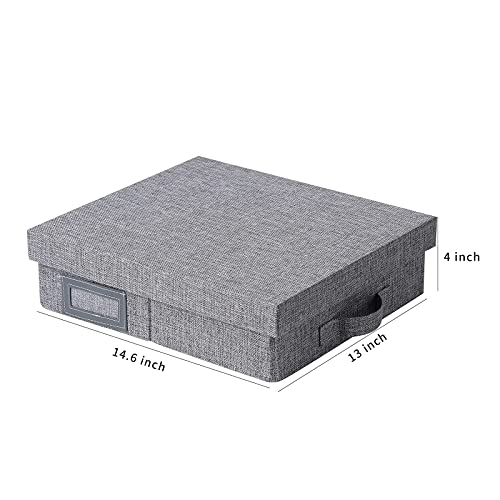 Linen Scrapbook Storage Box,14.6 '' X 13 '' X 4 '',Document Letter Box, Photo Boxes Storage ,Gray (1) #TOP3