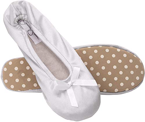 Jessica Simpson Womens Satin Ballerina Yoga Slipper with Bow
