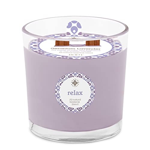 Root Candles Seeking Balance Wood Wick Spa Candle Aromatherapy Candles, 12-Ounce, Relax: Geranium Lavender