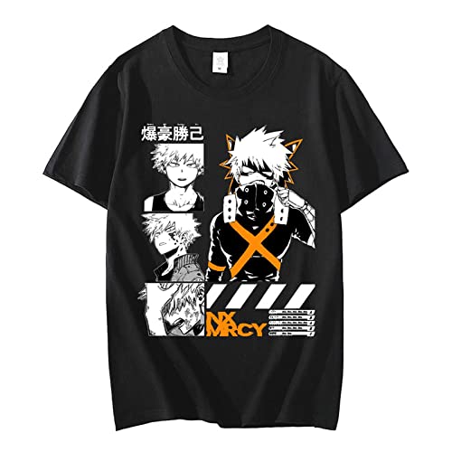 Maglietta Katsuki Bakugou My Hero Academia T-shirt Anime Graphic Tees Uomo Streetwear Harajuku Fashion Casual Cool T Shirt (XS,color 01)