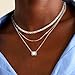 Fohufo Birthday Gifts for Women - 14K Silver Layered Necklaces, Circle Pendant Necklace, Layered Necklaces Silver Fashion Jewelry Set, Birthday Gifts for Women