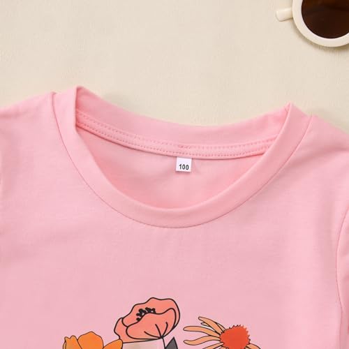 Toddler Baby Girl Flower T Shirt Cute Wild Child Floral Print Short Sleeve Shirt Kid Summer Casual Tee Tops4