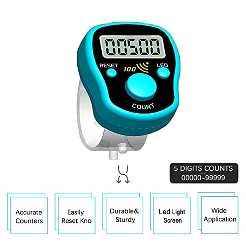 Finger Counter Click Manual Digital clicker, 5pack Stitch Tally Knitting Counters Led Re-settable Digits Pitch Electronic LCD Display finger Number Counter Fr Row, People, Score, Inventory,Crochet,Lap