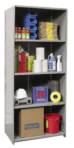 Hallowell 5520-12HG Heavy-Duty Closed Hi-Tech Shelving Starter Unit with 5 Adjustable Shelves, Hallowell Gray Steel, 36" Width, 87" Height, 12" Depth, 800 lbs Shelf Capacity, Knock Down