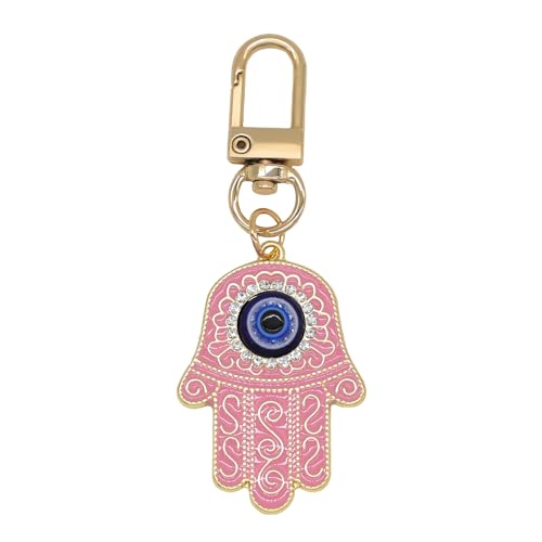 Jasimkiss Evil Eye Keychain Hamsa Hand pink and gold