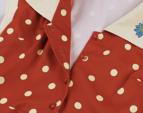 Wellwits Women's Polka Dot Floral Collar Work Party Smart Elegant Vintage Dress4