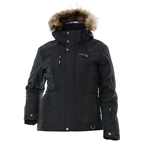 DSG Outerwear Women\'s Divine III Jacket - Warmest Water-Proof Thinsulate Insulated Removable Fur Trim Hood (Black, MD)