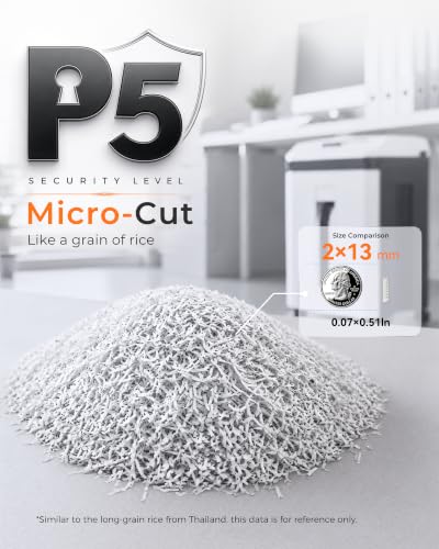 Image of 150-Sheet Paper Shredder Heavy Duty, Micro Cut and CDs /Cards, P5 Ultra Security, 60 Min Non Stop Shredder for Home Office, 5.3 Gallon Bin with Wheels, <60 dB (OL289)